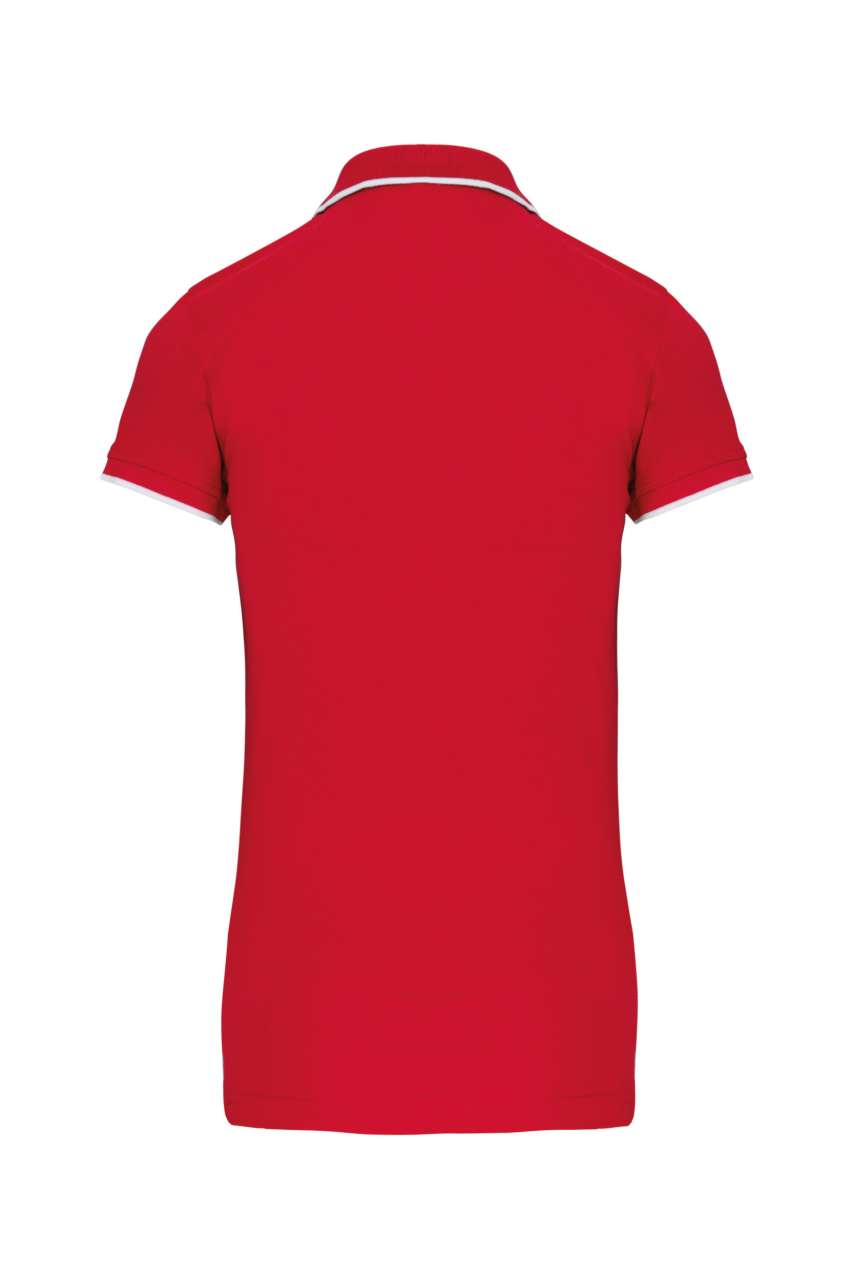 LADIES' SHORT-SLEEVED PIQUÉ KNIT POLO SHIRT - Red/White/Navy - Additional