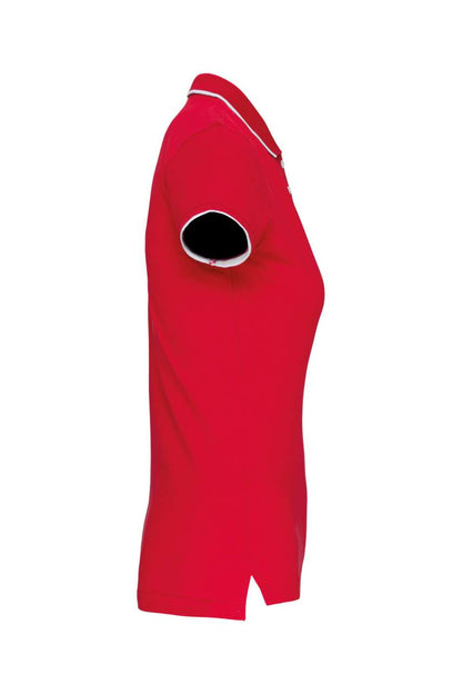 LADIES' SHORT-SLEEVED PIQUÉ KNIT POLO SHIRT - Red/White/Navy - Additional