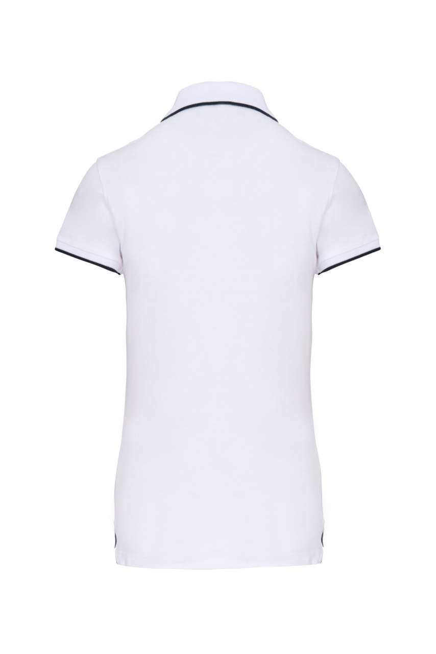 LADIES' SHORT-SLEEVED PIQUÉ KNIT POLO SHIRT - White/Navy - Additional