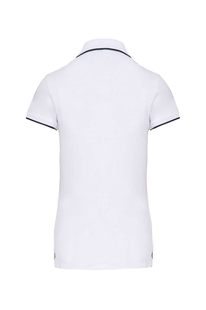 LADIES' SHORT-SLEEVED PIQUÉ KNIT POLO SHIRT - White/Navy - Additional