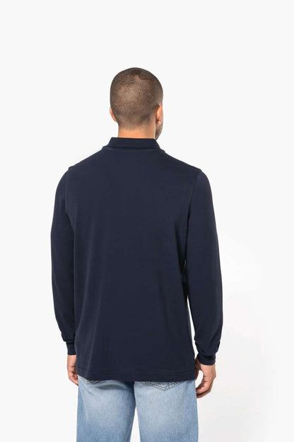 MEN'S LONG-SLEEVED PIQUÉ POLO SHIRT - Black - Additional
