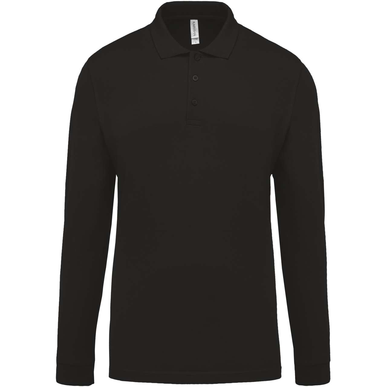 MEN'S LONG-SLEEVED PIQUÉ POLO SHIRT - Black - Additional