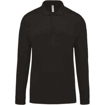 MEN'S LONG-SLEEVED PIQUÉ POLO SHIRT - Black - Additional