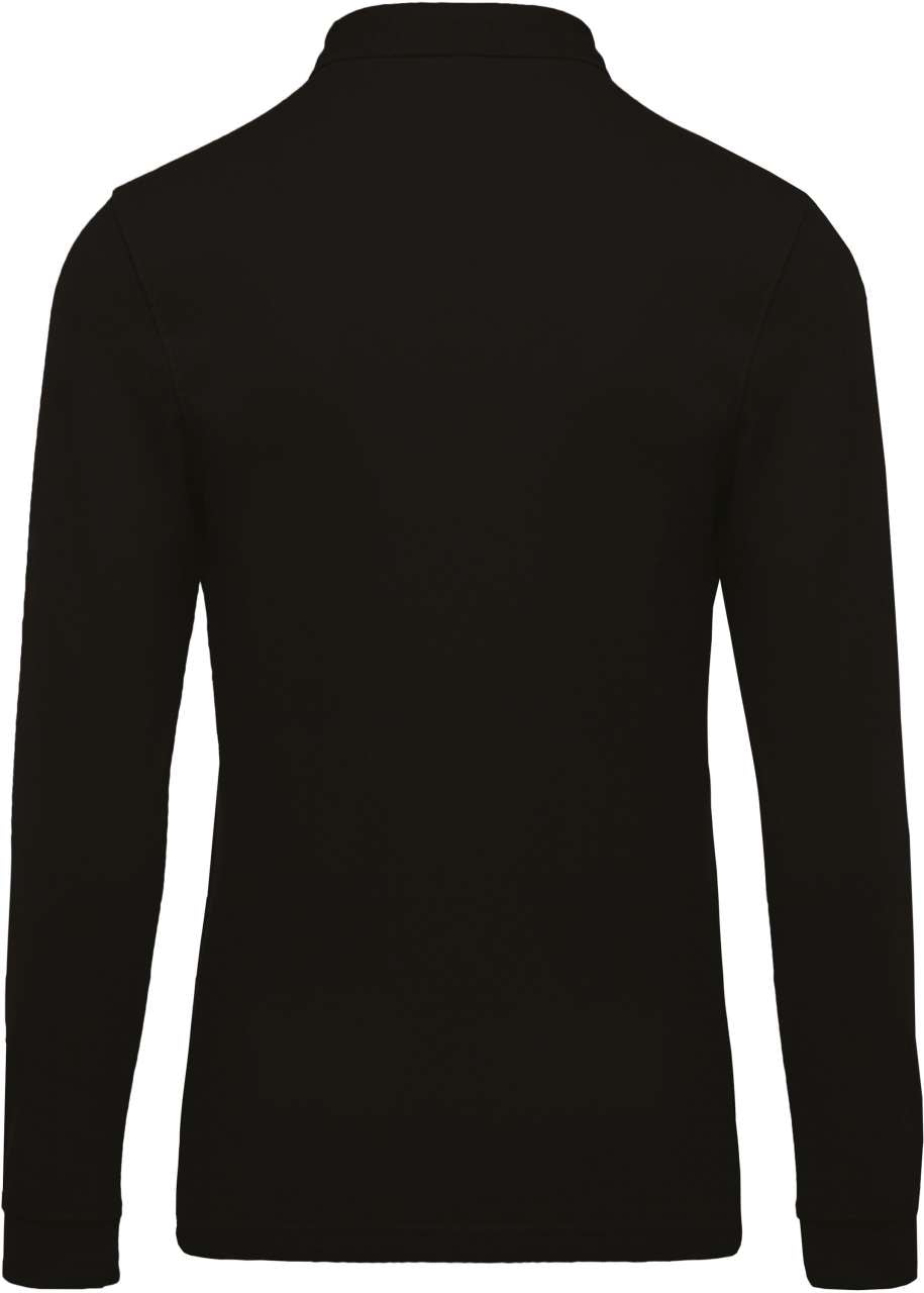 MEN'S LONG-SLEEVED PIQUÉ POLO SHIRT - Black - Main