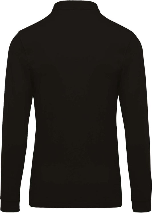 MEN'S LONG-SLEEVED PIQUÉ POLO SHIRT - Black - Main