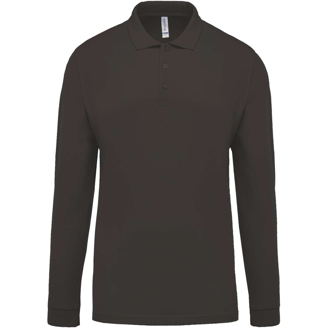 MEN'S LONG-SLEEVED PIQUÉ POLO SHIRT - Dark Grey - Main