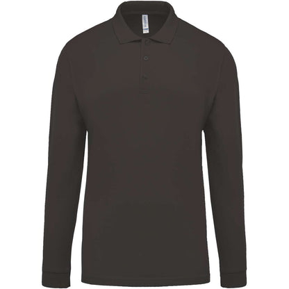 MEN'S LONG-SLEEVED PIQUÉ POLO SHIRT - Dark Grey - Main