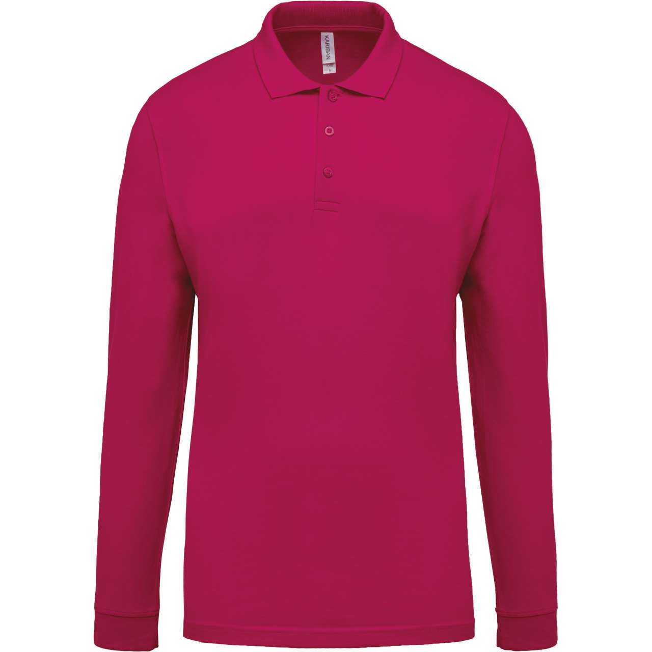 MEN'S LONG-SLEEVED PIQUÉ POLO SHIRT - Fuchsia - Main