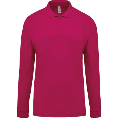 MEN'S LONG-SLEEVED PIQUÉ POLO SHIRT - Fuchsia - Main