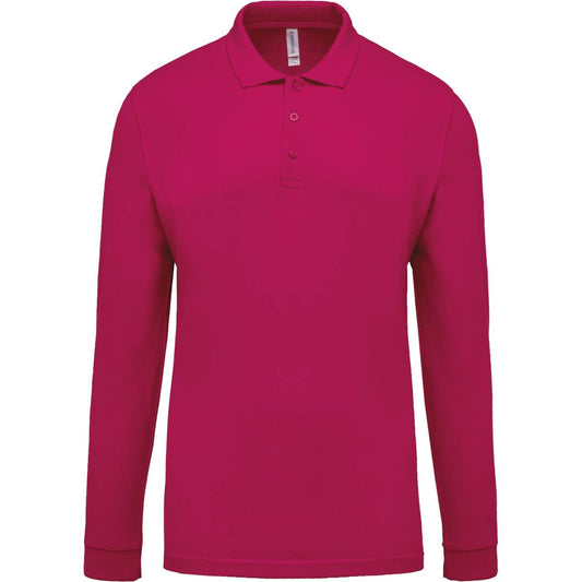 MEN'S LONG-SLEEVED PIQUÉ POLO SHIRT - Fuchsia - Main