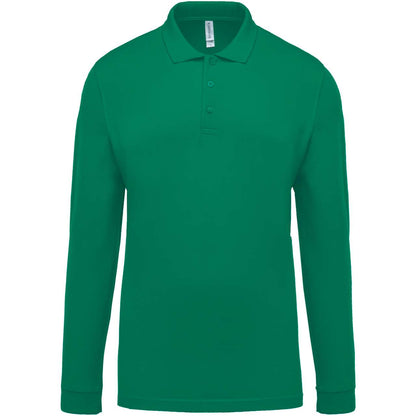 MEN'S LONG-SLEEVED PIQUÉ POLO SHIRT - Kelly Green - Main