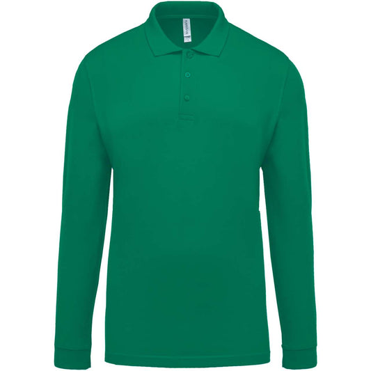 MEN'S LONG-SLEEVED PIQUÉ POLO SHIRT - Kelly Green - Main