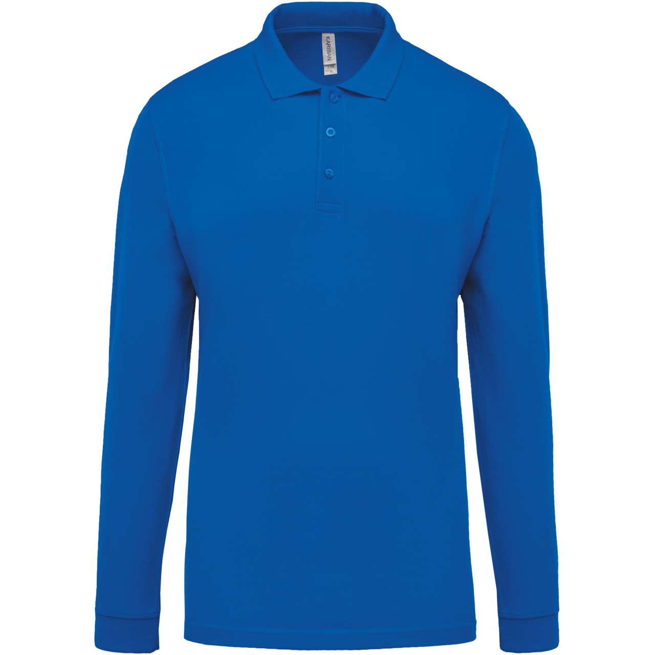 MEN'S LONG-SLEEVED PIQUÉ POLO SHIRT - Light Royal Blue - Main