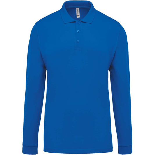 MEN'S LONG-SLEEVED PIQUÉ POLO SHIRT - Light Royal Blue - Main