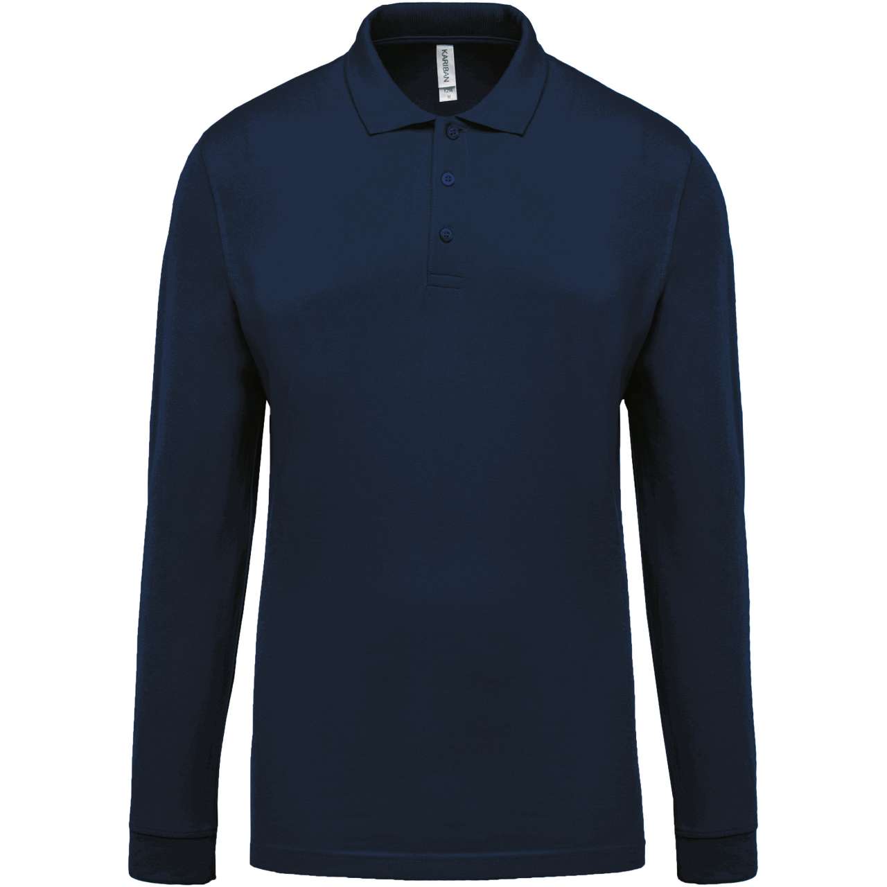MEN'S LONG-SLEEVED PIQUÉ POLO SHIRT - Navy - Main