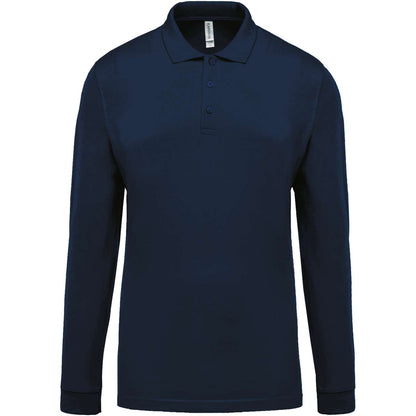 MEN'S LONG-SLEEVED PIQUÉ POLO SHIRT - Navy - Main