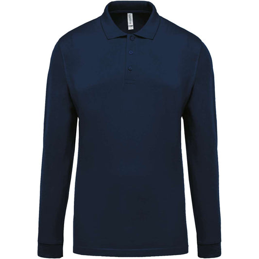 MEN'S LONG-SLEEVED PIQUÉ POLO SHIRT - Navy - Main