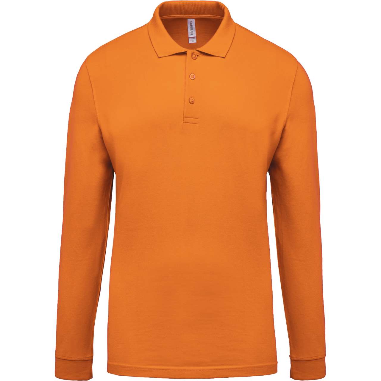 MEN'S LONG-SLEEVED PIQUÉ POLO SHIRT - Orange - Main