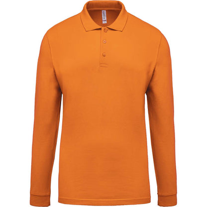 MEN'S LONG-SLEEVED PIQUÉ POLO SHIRT - Orange - Main