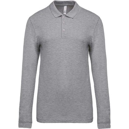 MEN'S LONG-SLEEVED PIQUÉ POLO SHIRT - Oxford Grey - Main