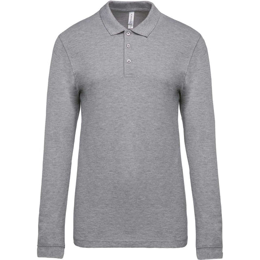 MEN'S LONG-SLEEVED PIQUÉ POLO SHIRT - Oxford Grey - Main