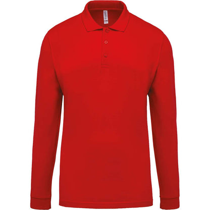 MEN'S LONG-SLEEVED PIQUÉ POLO SHIRT - Red - Main