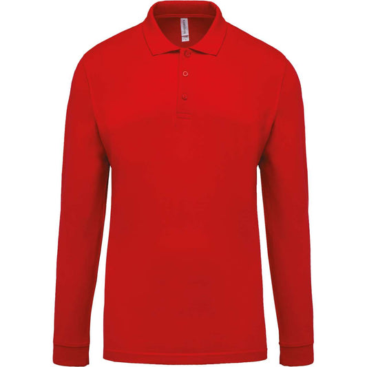 MEN'S LONG-SLEEVED PIQUÉ POLO SHIRT - Red - Main