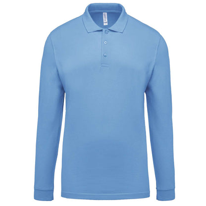MEN'S LONG-SLEEVED PIQUÉ POLO SHIRT - Sky Blue - Main