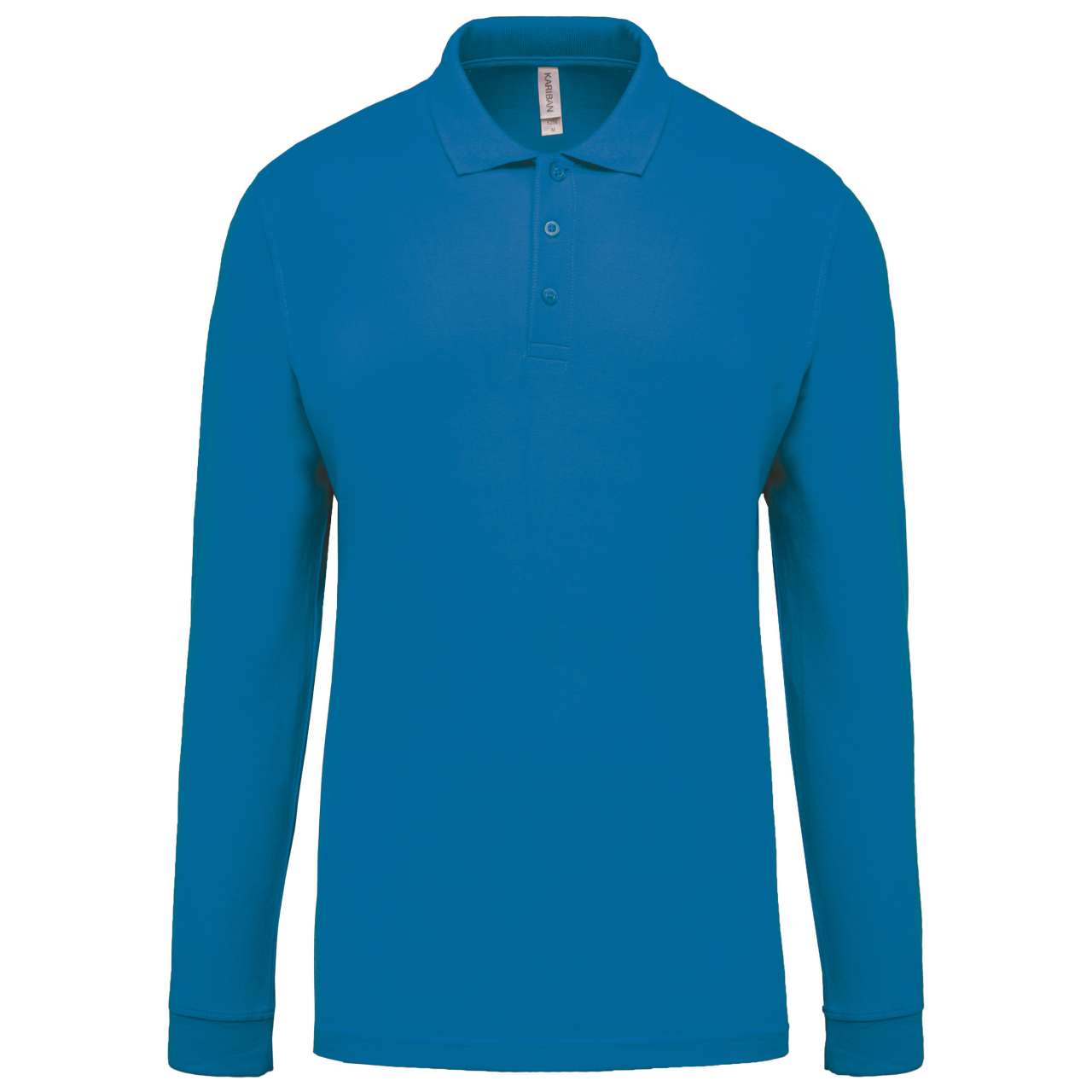 MEN'S LONG-SLEEVED PIQUÉ POLO SHIRT - Tropical Blue - Main