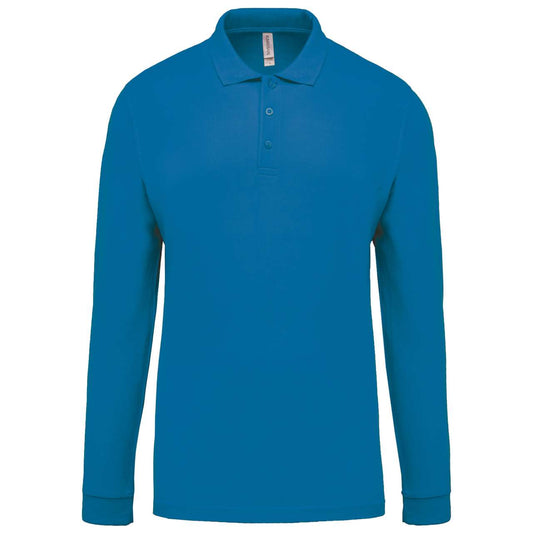 MEN'S LONG-SLEEVED PIQUÉ POLO SHIRT - Tropical Blue - Main