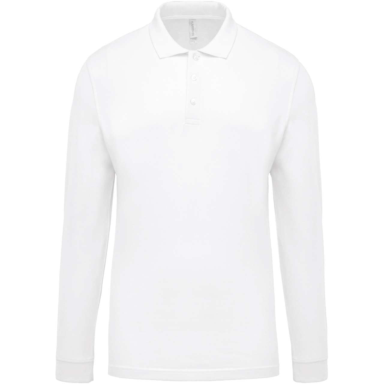 MEN'S LONG-SLEEVED PIQUÉ POLO SHIRT - White - Main