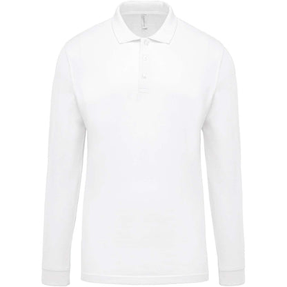 MEN'S LONG-SLEEVED PIQUÉ POLO SHIRT - White - Main