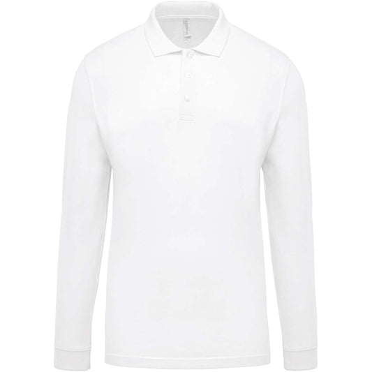 MEN'S LONG-SLEEVED PIQUÉ POLO SHIRT - White - Main