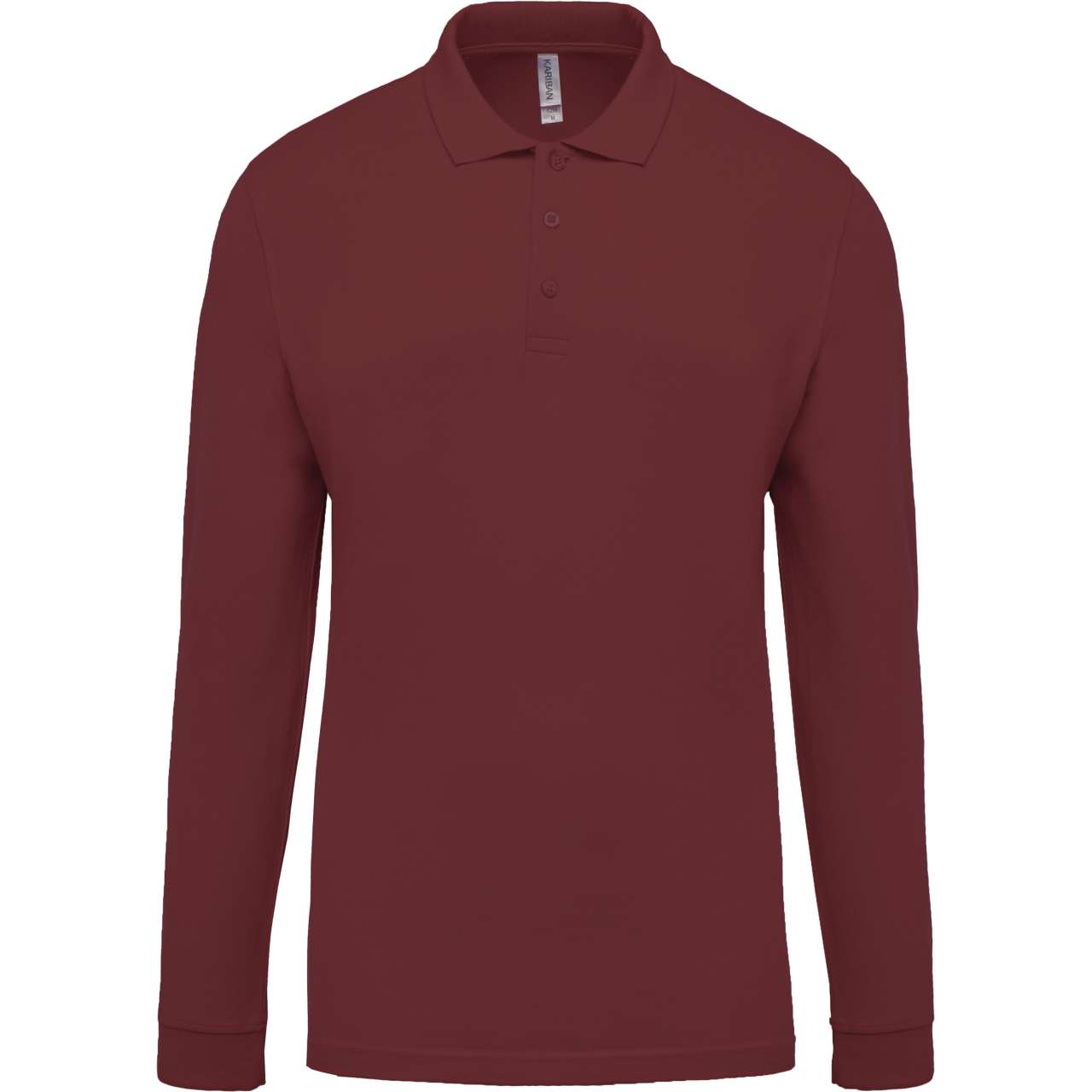 MEN'S LONG-SLEEVED PIQUÉ POLO SHIRT - Wine - Main