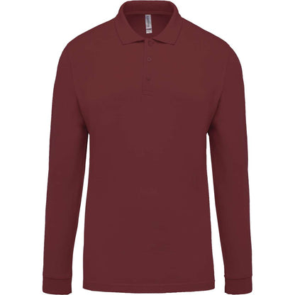 MEN'S LONG-SLEEVED PIQUÉ POLO SHIRT - Wine - Main