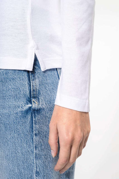 LADIES’ LONG-SLEEVED PIQUÉ POLO SHIRT - White - Additional