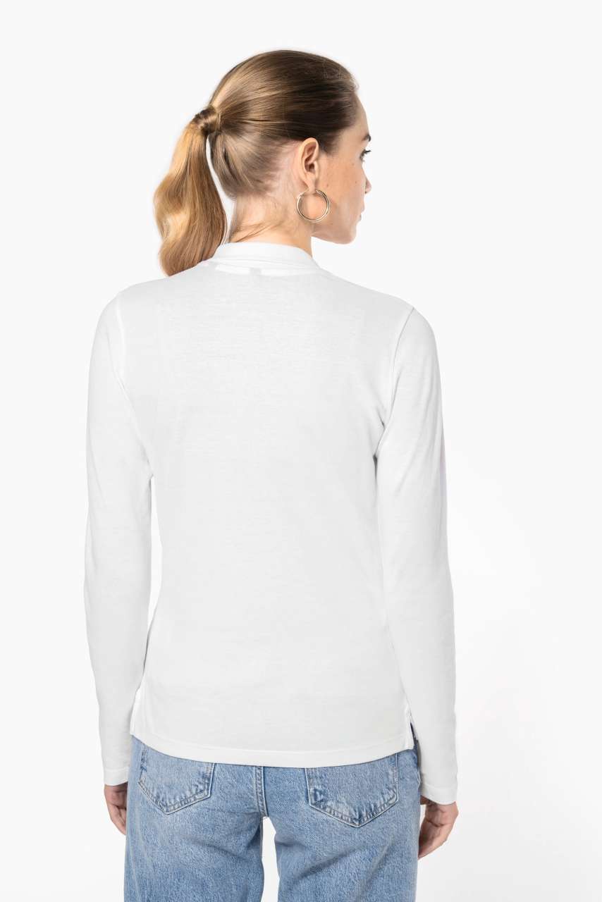 LADIES’ LONG-SLEEVED PIQUÉ POLO SHIRT - Black - Additional