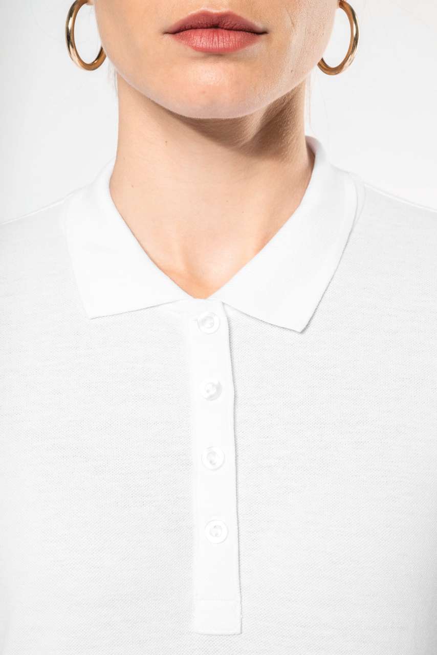 LADIES’ LONG-SLEEVED PIQUÉ POLO SHIRT - Wine - Additional