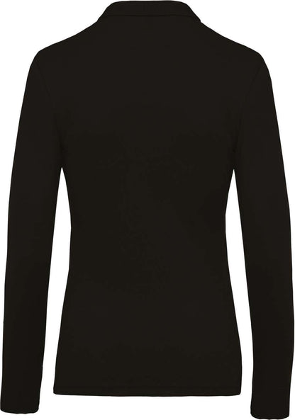 LADIES’ LONG-SLEEVED PIQUÉ POLO SHIRT - Black - Additional