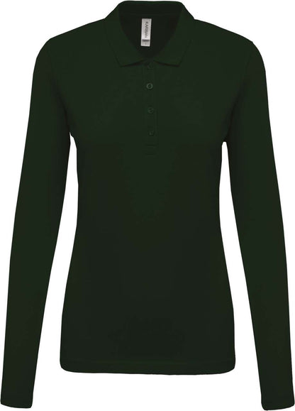 LADIES’ LONG-SLEEVED PIQUÉ POLO SHIRT - Forest Green - Main
