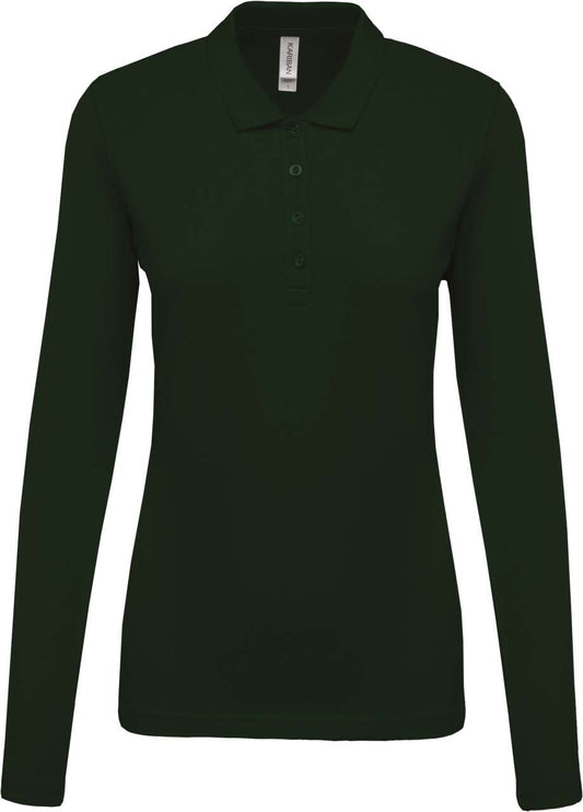 LADIES’ LONG-SLEEVED PIQUÉ POLO SHIRT - Forest Green - Main