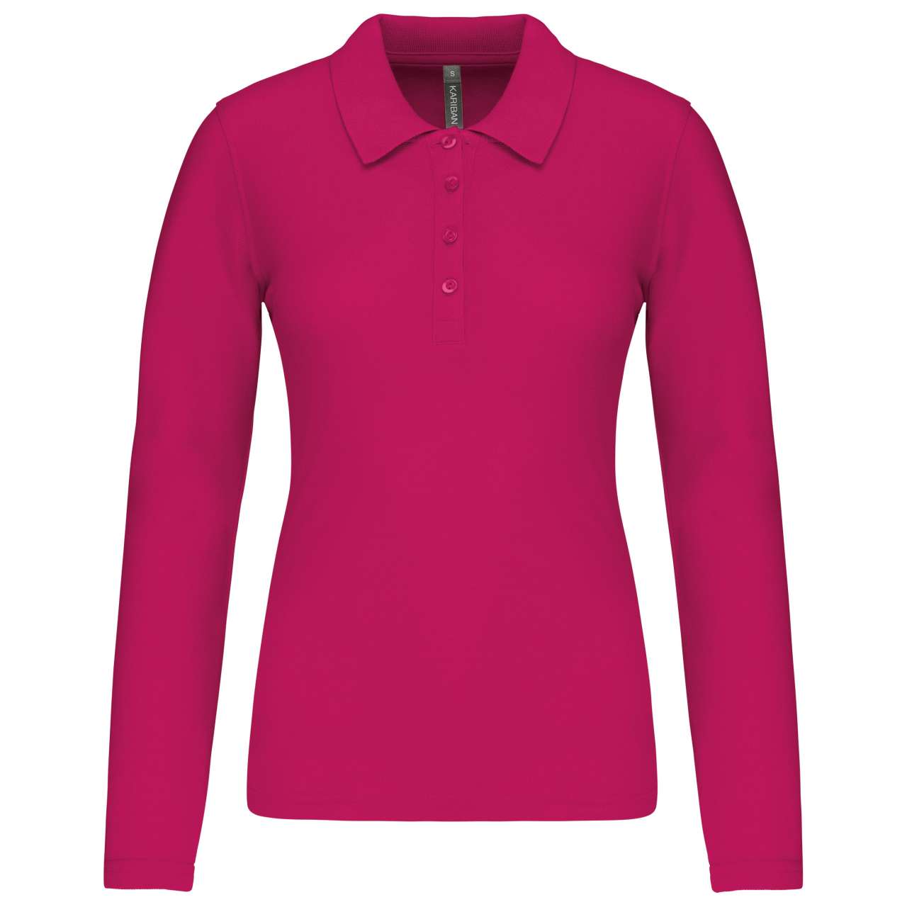 LADIES’ LONG-SLEEVED PIQUÉ POLO SHIRT - Fuchsia - Main