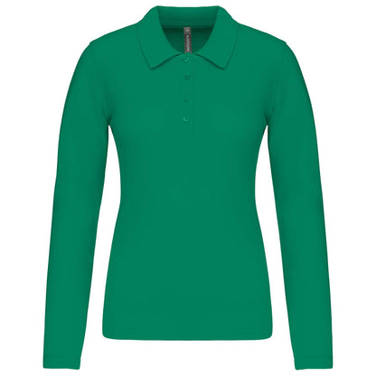 LADIES’ LONG-SLEEVED PIQUÉ POLO SHIRT - Kelly Green - Main