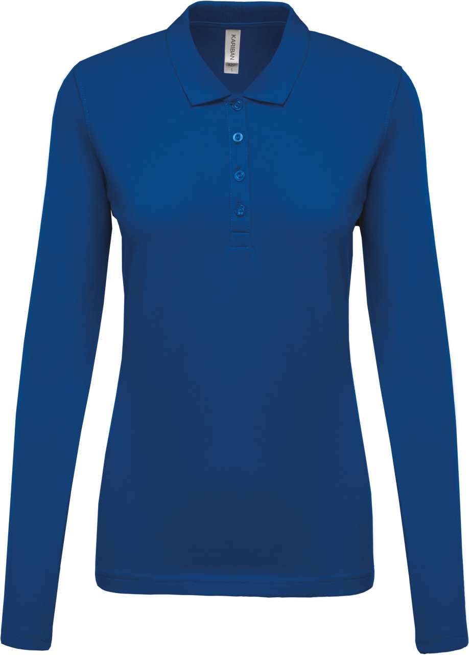 LADIES’ LONG-SLEEVED PIQUÉ POLO SHIRT - Light Royal Blue - Main