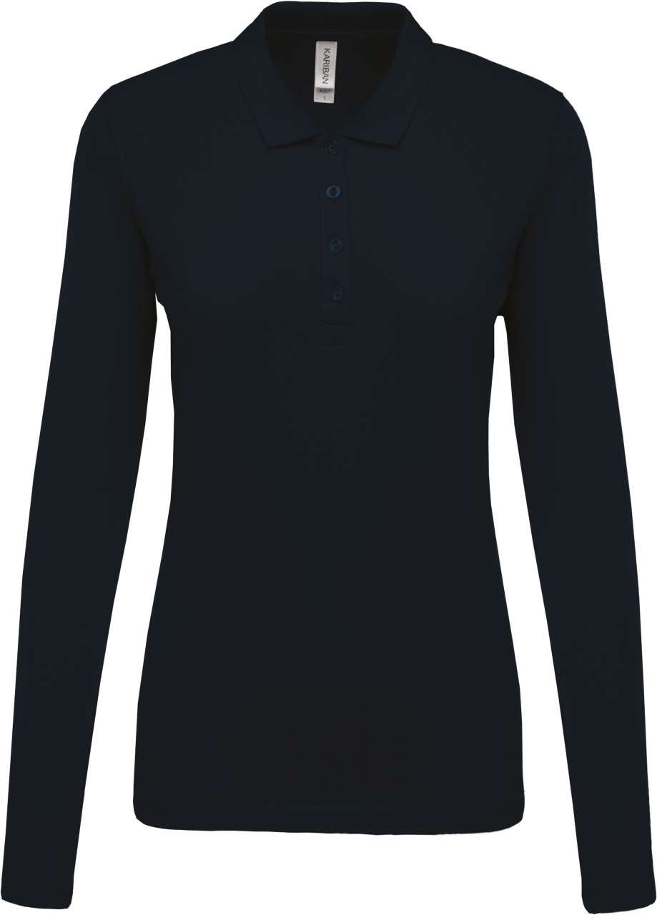 LADIES’ LONG-SLEEVED PIQUÉ POLO SHIRT - Navy - Main