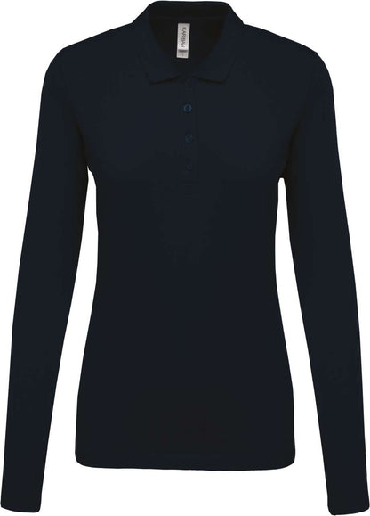 LADIES’ LONG-SLEEVED PIQUÉ POLO SHIRT - Navy - Main