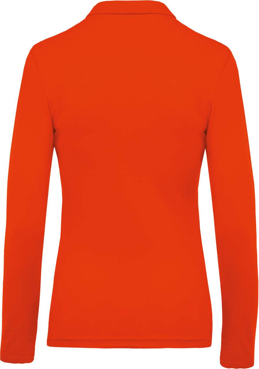 LADIES’ LONG-SLEEVED PIQUÉ POLO SHIRT - Orange - Additional