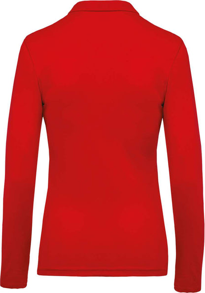 LADIES’ LONG-SLEEVED PIQUÉ POLO SHIRT - Red - Additional