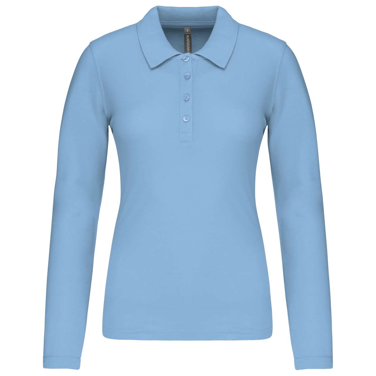 LADIES’ LONG-SLEEVED PIQUÉ POLO SHIRT - Sky Blue - Main