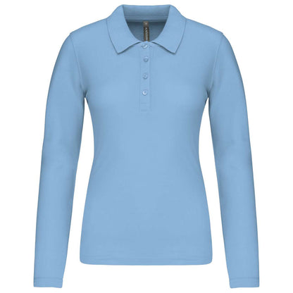 LADIES’ LONG-SLEEVED PIQUÉ POLO SHIRT - Sky Blue - Main